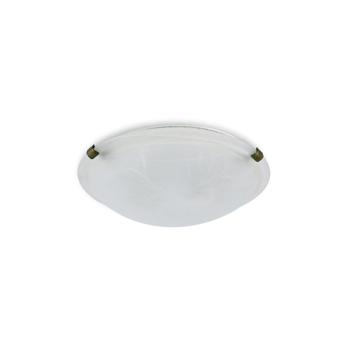Deco Chester 2 Light E27 Flush Ceiling 300mm Round, Black/Gold With Frosted Alabaster Glass • D0392