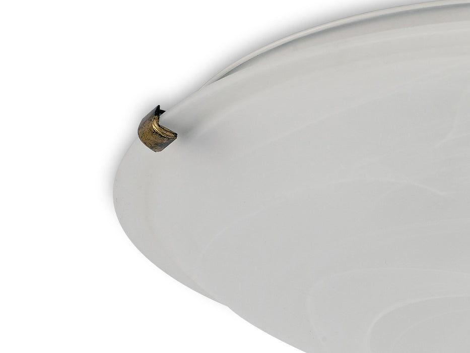 Deco Chester 3 Light E27 Flush Ceiling 400mm Round, Black/Gold With Frosted Alabaster Glass • D0393