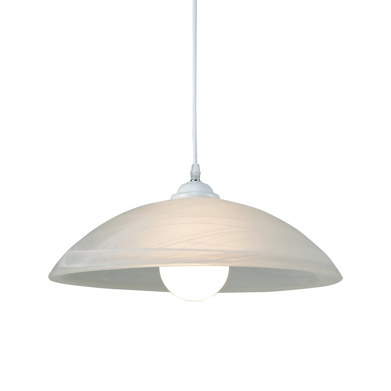 Deco Chester 1 Light E27 Pendant, Frosted Alabaster Glass With White Suspension Kit • D0394