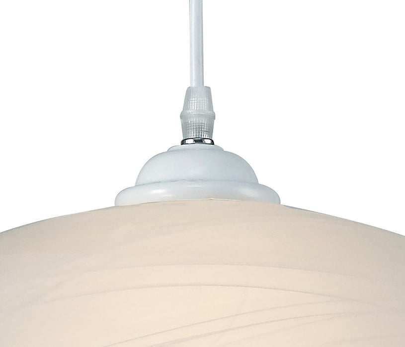 Deco Chester 1 Light E27 Pendant, Frosted Alabaster Glass With White Suspension Kit • D0394