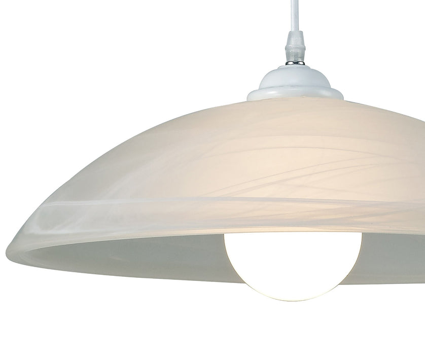 Deco Chester 1 Light E27 Pendant, Frosted Alabaster Glass With White Suspension Kit • D0394