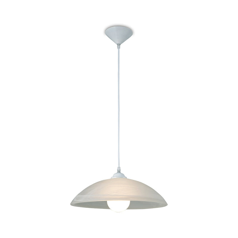 Deco Chester 1 Light E27 Pendant, Frosted Alabaster Glass With White Suspension Kit • D0394