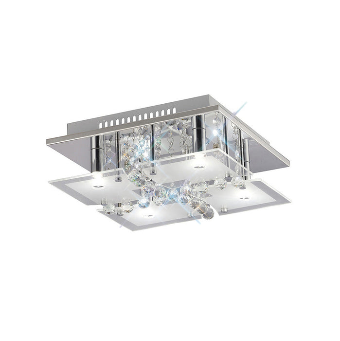 Diyas IL31300 * Chisora Square Ceiling 4 Light G9 Polished Chrome/Glass/Crystal • IL31300