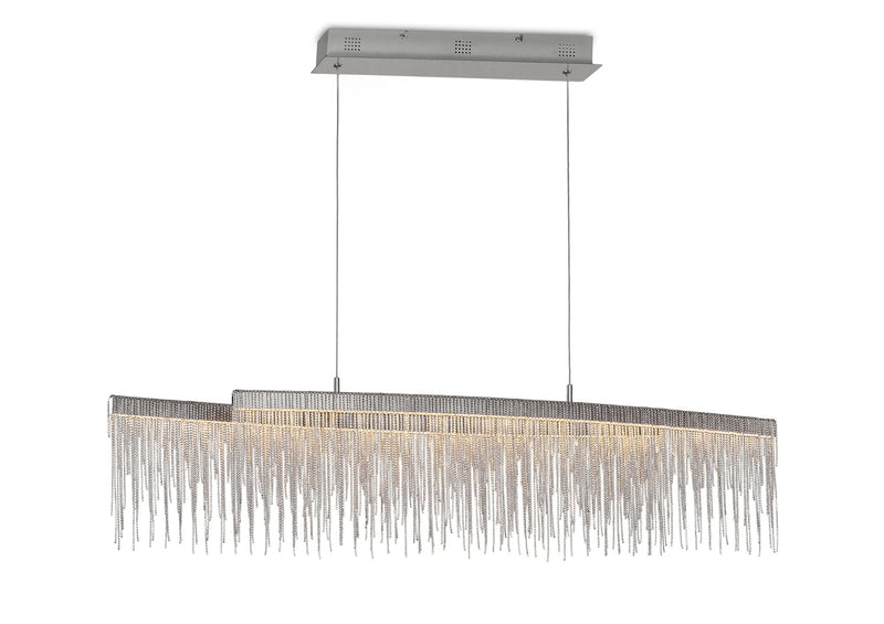 Mantra Fusion M6251 Cinna Linear Pendant 42W LED, 3000K, 4200lm, Polished Chrome/ Crystal Chain, 3yrs Warranty • M6251