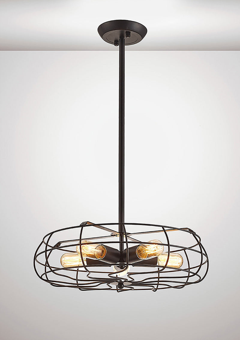 Deco Claudia Fixed Pendant 5 Light E27 Black • D0138