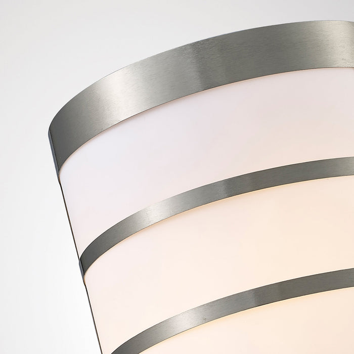 Deco Clayton Flush Wall Lamp 1 Light E27 IP44 Exterior Louvre Design Stainless Steel/Opal • D0076
