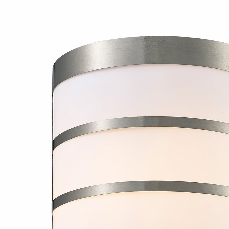 Deco Clayton Flush Wall Lamp 1 Light E27 IP44 Exterior Louvre Design Stainless Steel/Opal • D0076