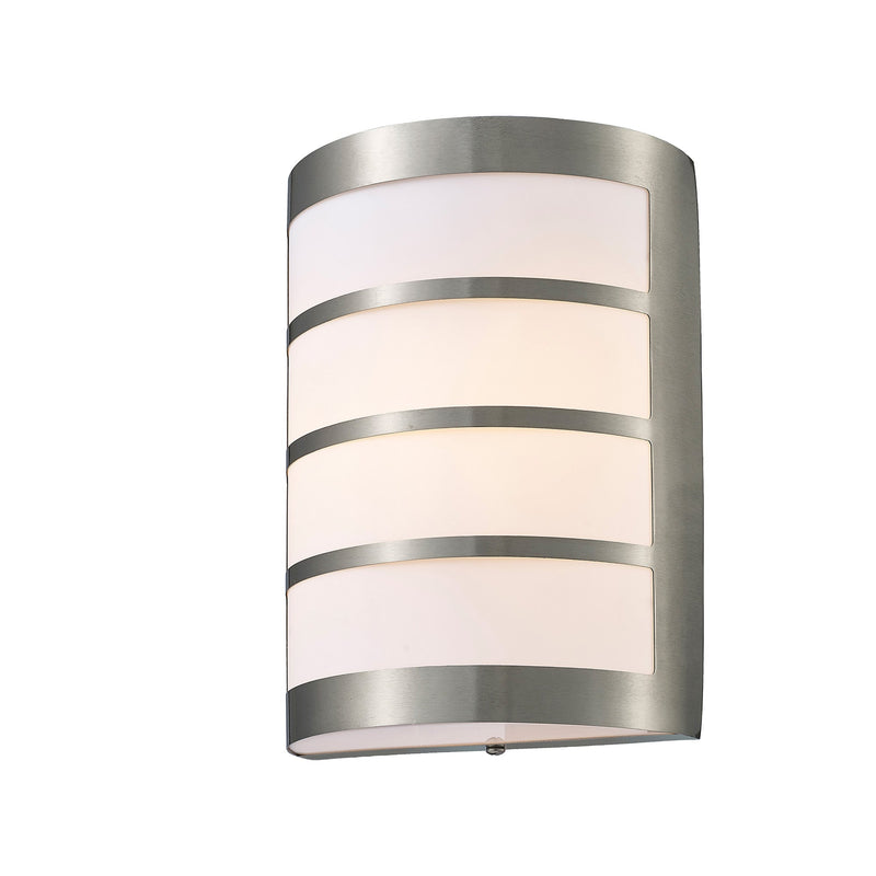 Deco Clayton Flush Wall Lamp 1 Light E27 IP44 Exterior Louvre Design Stainless Steel/Opal • D0076