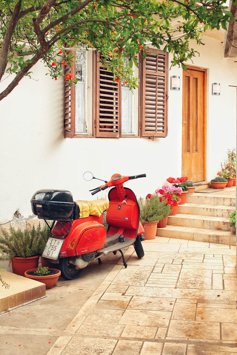 Deco Clayton Flush Wall Lamp 1 Light E27 IP44 Exterior Louvre Design Stainless Steel/Opal • D0076