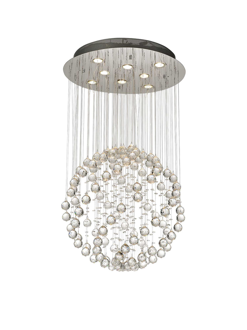 Diyas Colorado Pendant Medium Sphere 8 Light GU10 Polished Chrome/Crystal • IL30781