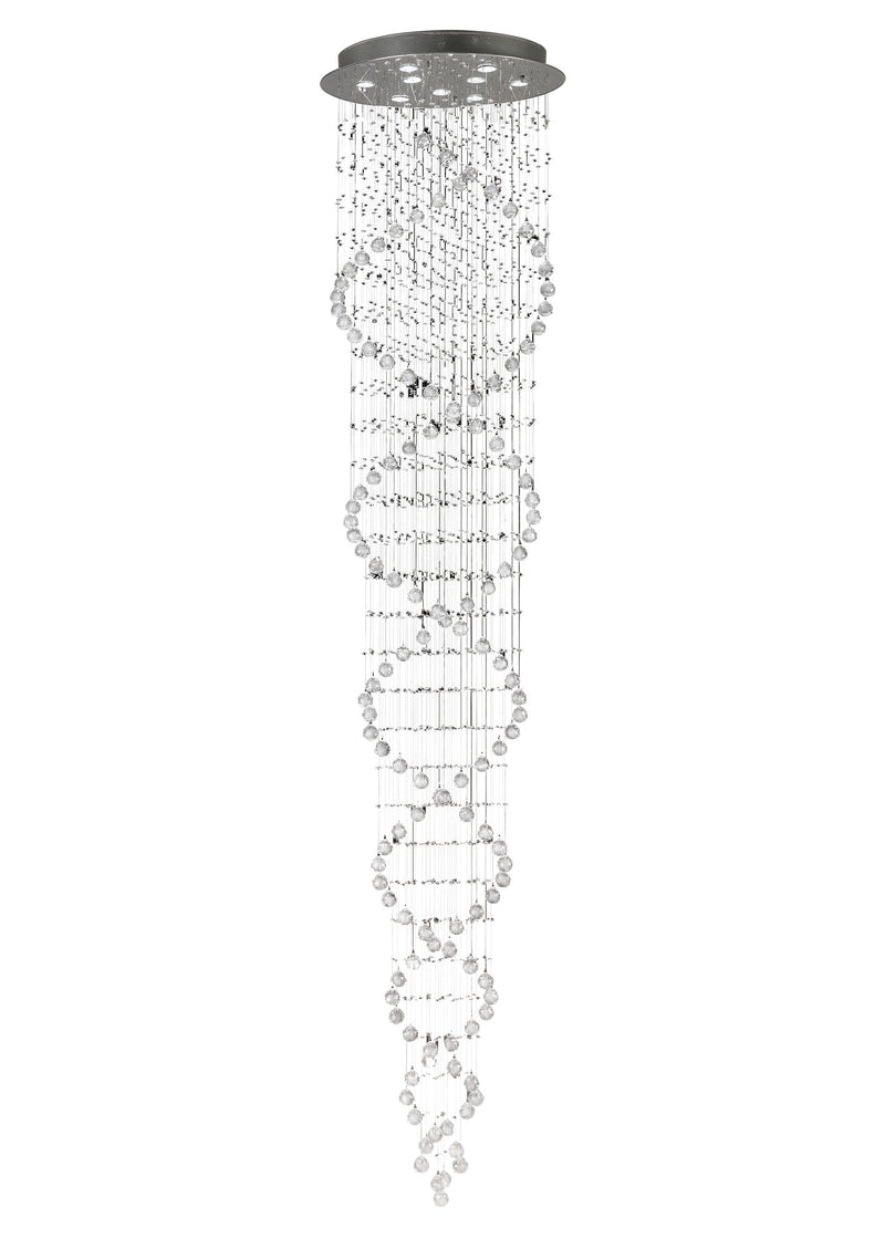 Diyas Colorado 3m Pendant Tall Corkscrew 9 Light GU10 Polished Chrome/Crystal Item Weight: 19.8kg • IL31377