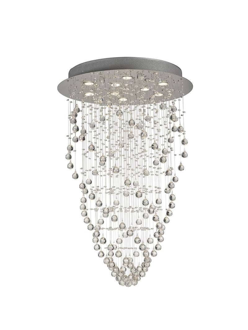 Diyas Colorado Pendant Cone 9 Light GU10 Polished Chrome/Crystal • IL31378