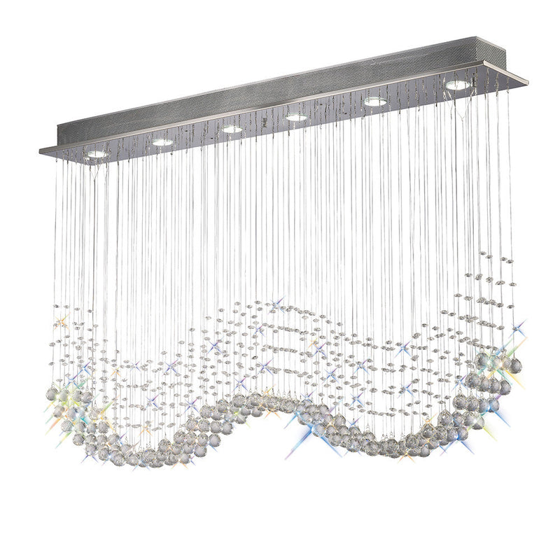 Diyas Colorado Rectangular Pendant Line 6 Light GU10 Polished Chrome/Crystal • IL31380