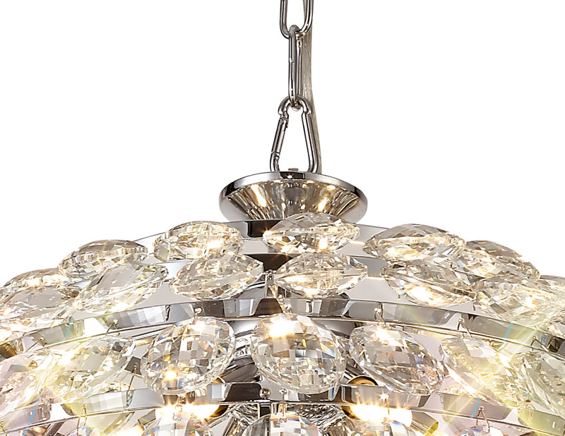 Diyas Coniston Pendant, 6 Light E14, Polished Chrome/Crystal • IL32801