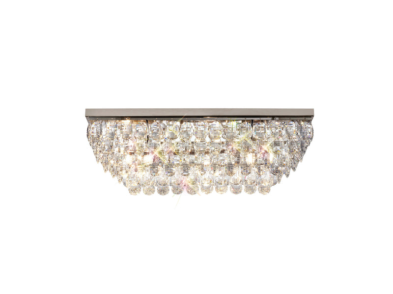 Diyas Coniston Linear Flush Ceiling, 5 Light E14, Polished Chrome/Crystal • IL32824
