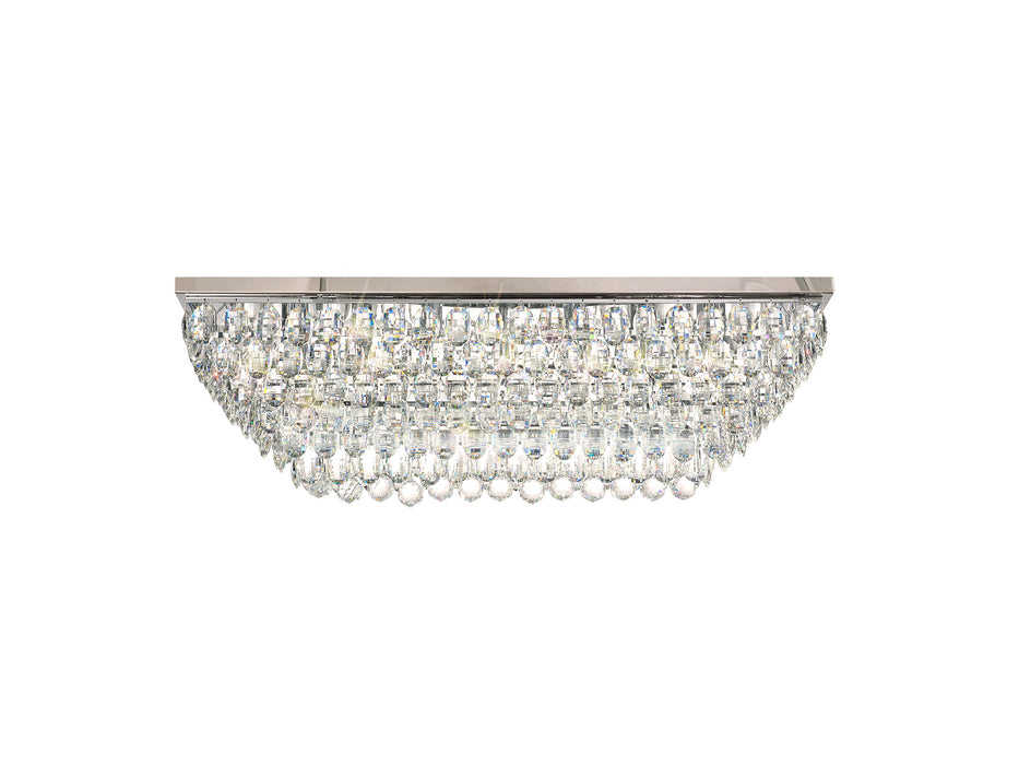 Diyas Coniston Linear Flush Ceiling, 11 Light E14, Polished Chrome/Crystal Item Weight: 21.8kg • IL32825