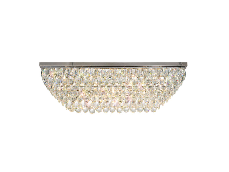 Diyas Coniston Linear Flush Ceiling, 11 Light E14, Polished Chrome/Crystal Item Weight: 21.8kg • IL32825