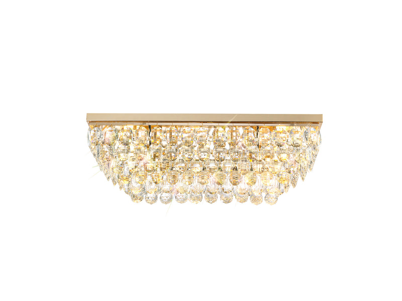 Diyas Coniston Linear Flush Ceiling, 5 Light E14, French Gold/Crystal • IL32826