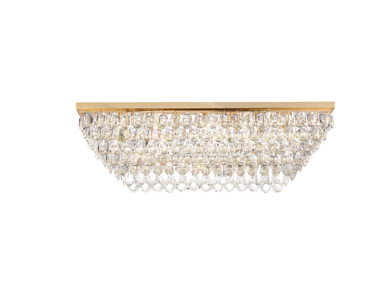 Diyas Coniston Linear Flush Ceiling, 11 Light E14, French Gold/Crystal Item Weight: 21.8kg • IL32827