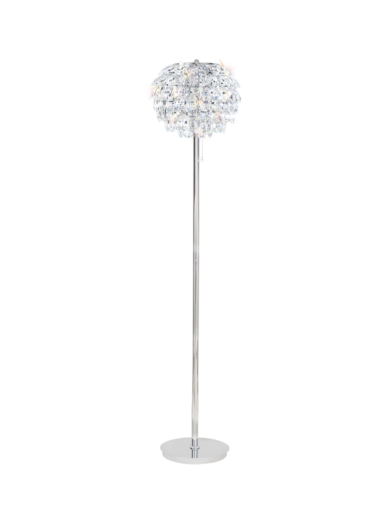 Diyas Coniston Floor Lamp, 3 Light E14, Polished Chrome/Crystal • IL32835