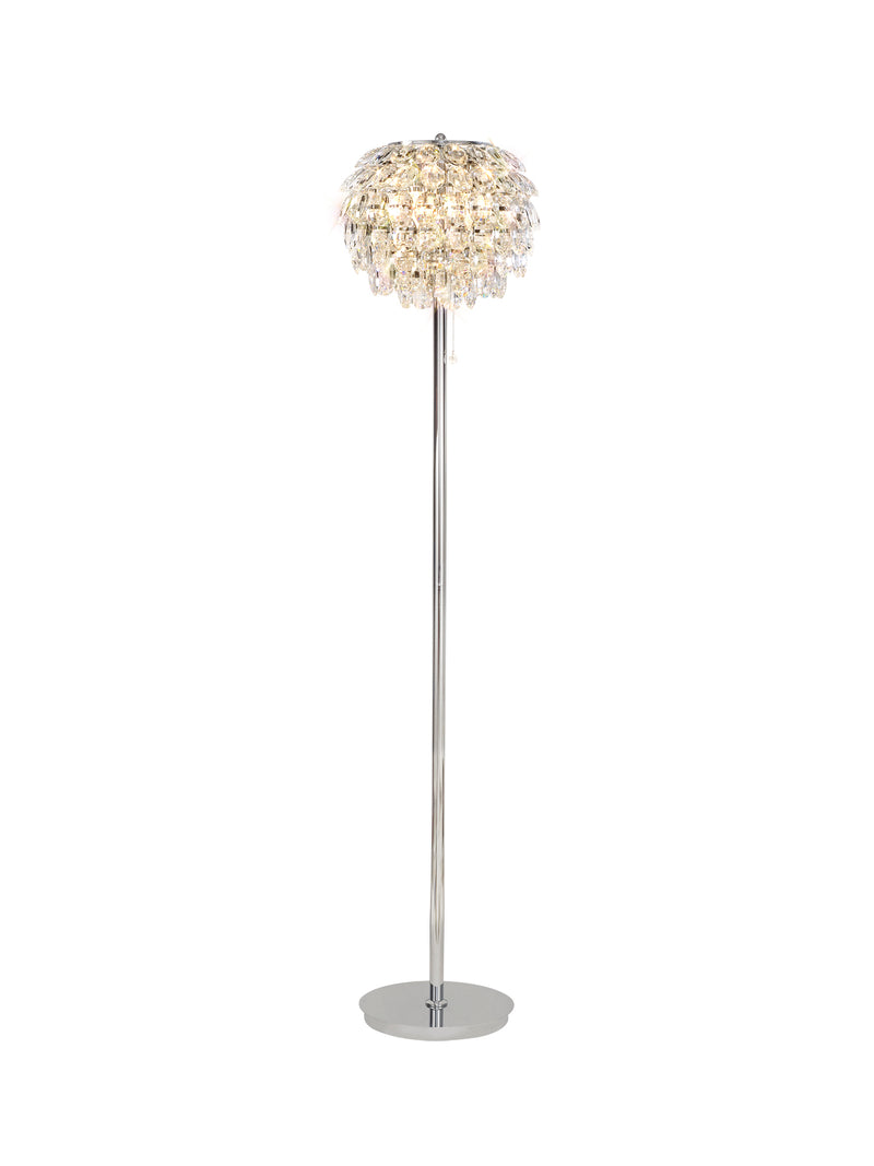 Diyas Coniston Floor Lamp, 3 Light E14, Polished Chrome/Crystal • IL32835