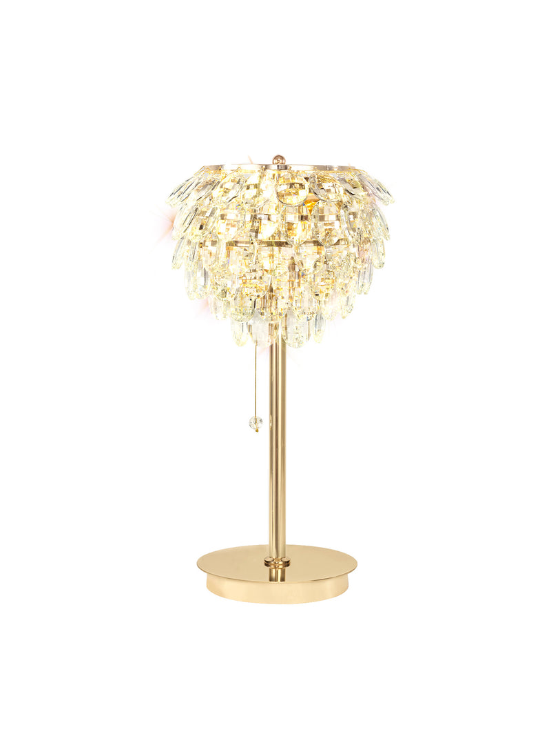 Diyas Coniston Table Lamp, 2 Light E14, French Gold/Crystal • IL32836