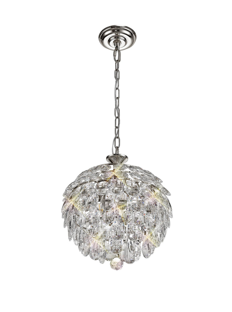 Diyas Coniston Pendant, 3 Light E14, Polished Chrome/Crystal • IL32800