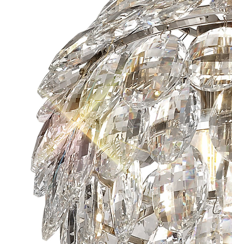 Diyas Coniston Pendant, 3 Light E14, Polished Chrome/Crystal • IL32800