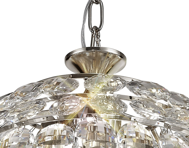 Diyas Coniston Pendant, 3 Light E14, Polished Chrome/Crystal • IL32800