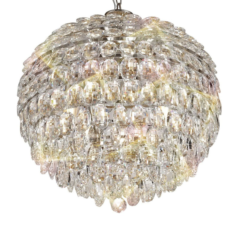 Diyas Coniston Pendant, 9 Light E14, Polished Chrome/Crystal Item Weight: 20kg • IL32802