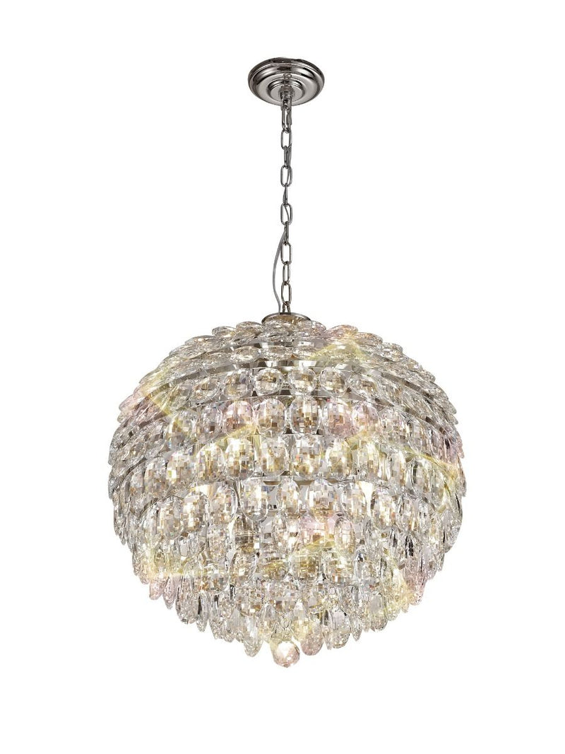 Diyas Coniston Pendant, 9 Light E14, Polished Chrome/Crystal Item Weight: 20kg • IL32802