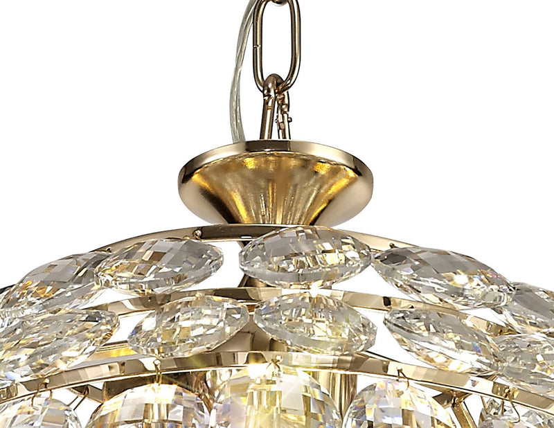 Diyas Coniston Pendant, 3 Light E14, French Gold/Crystal • IL32803