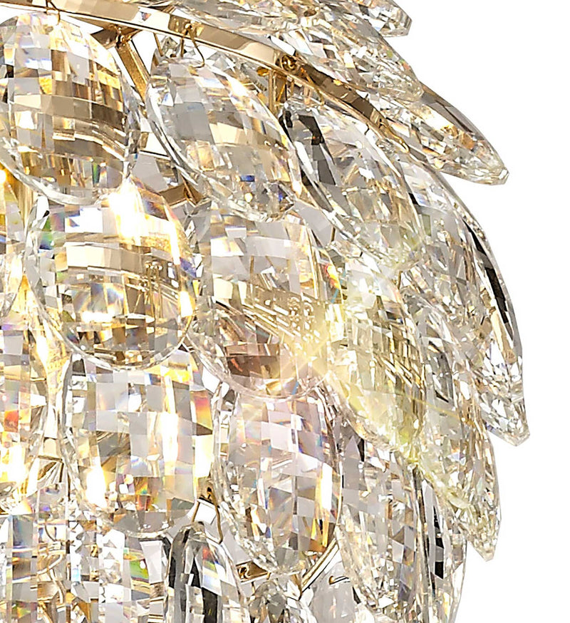 Diyas Coniston Pendant, 3 Light E14, French Gold/Crystal • IL32803