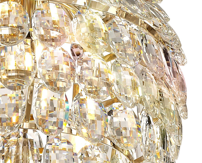 Diyas Coniston Pendant, 6 Light E14, French Gold/Crystal • IL32804