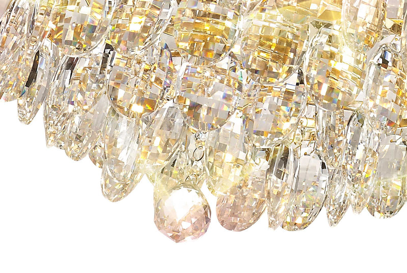 Diyas Coniston Pendant, 9 Light E14, French Gold/Crystal Item Weight: 20kg • IL32805