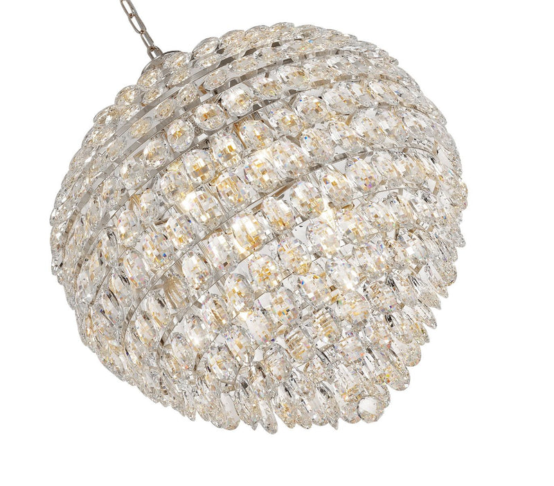 Diyas Coniston Pendant, 12 Light E14, Polished Chrome/Crystal Item Weight: 20.4kg • IL32808