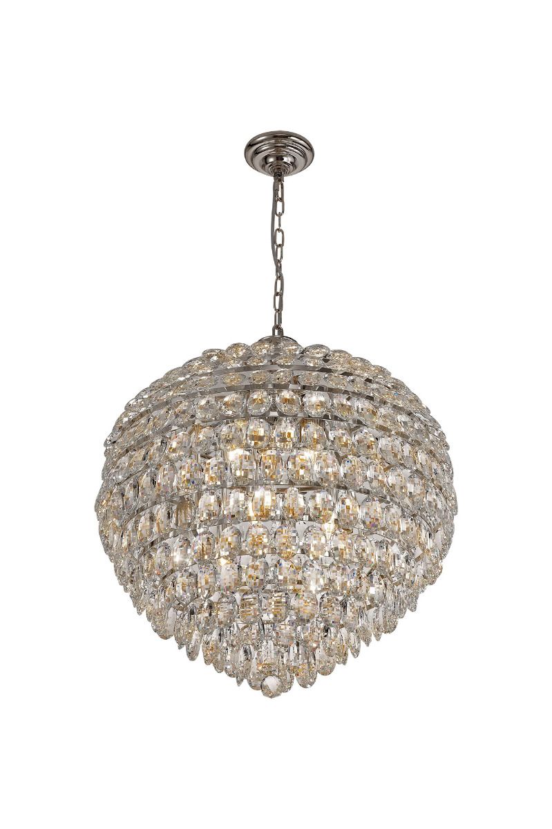 Diyas Coniston Pendant, 12 Light E14, Polished Chrome/Crystal Item Weight: 20.4kg • IL32808