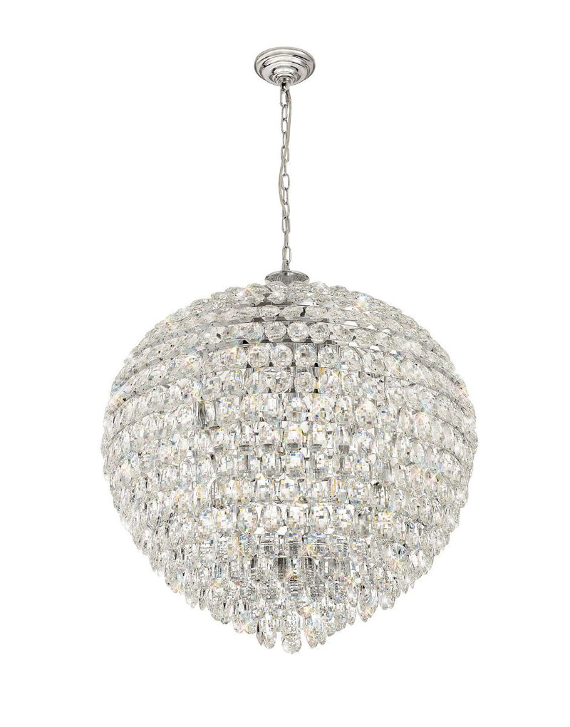 Diyas Coniston Pendant, 16 Light E14, Polished Chrome/Crystal Item Weight: 46kg • IL32809