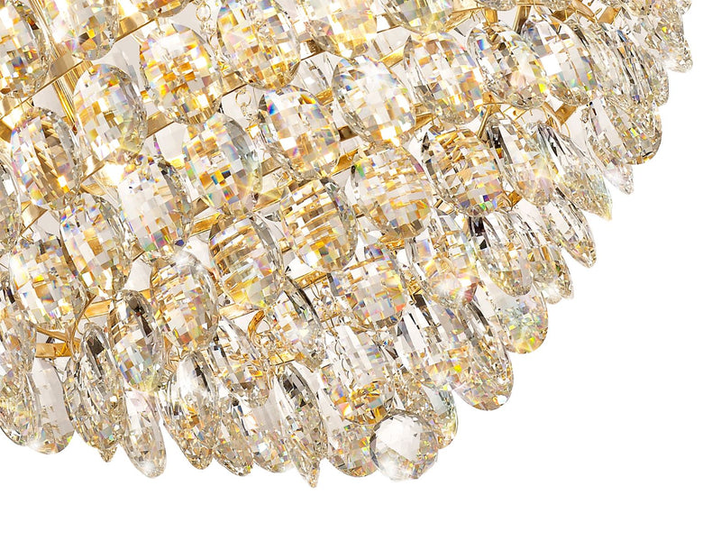 Diyas Coniston Pendant, 12 Light E14, French Gold/Crystal Item Weight: 20.4kg • IL32810