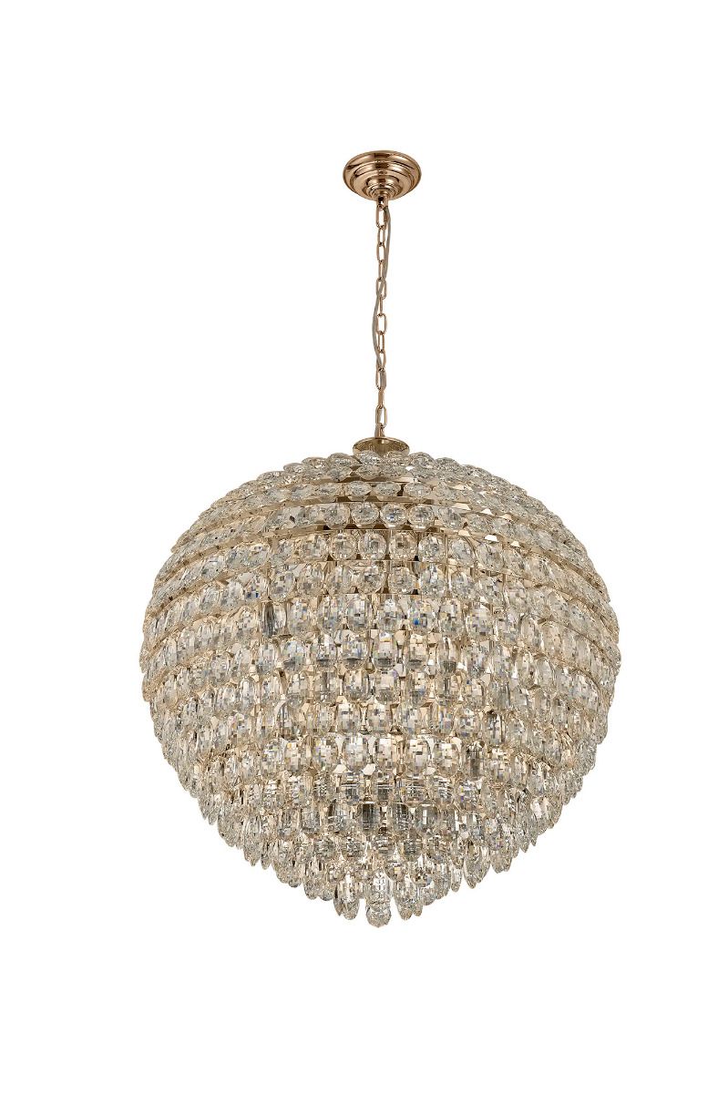 Diyas Coniston Pendant, 16 Light E14, French Gold/Crystal Item Weight: 46kg • IL32811