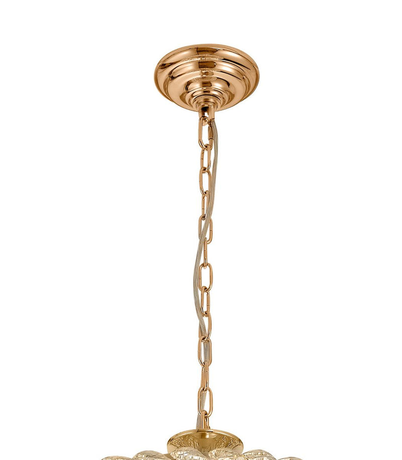 Diyas Coniston Pendant, 16 Light E14, French Gold/Crystal Item Weight: 46kg • IL32811
