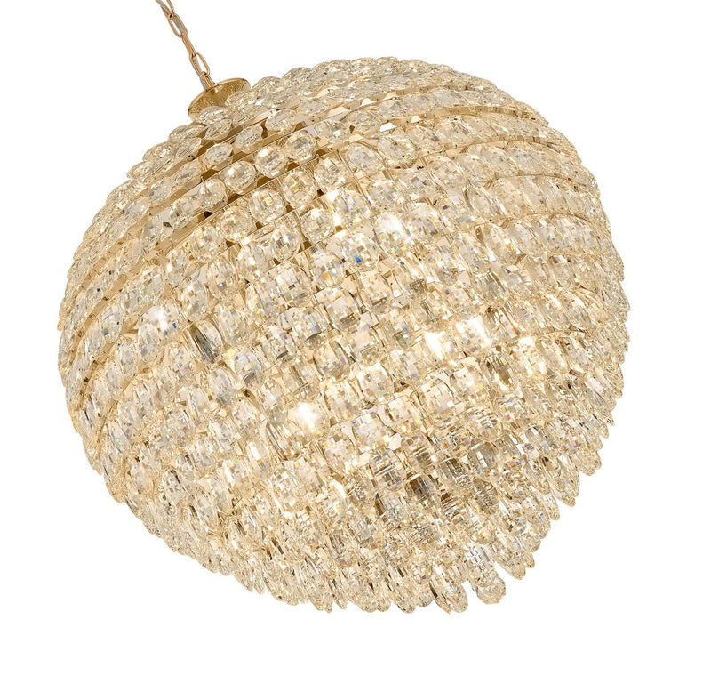 Diyas Coniston Pendant, 16 Light E14, French Gold/Crystal Item Weight: 46kg • IL32811