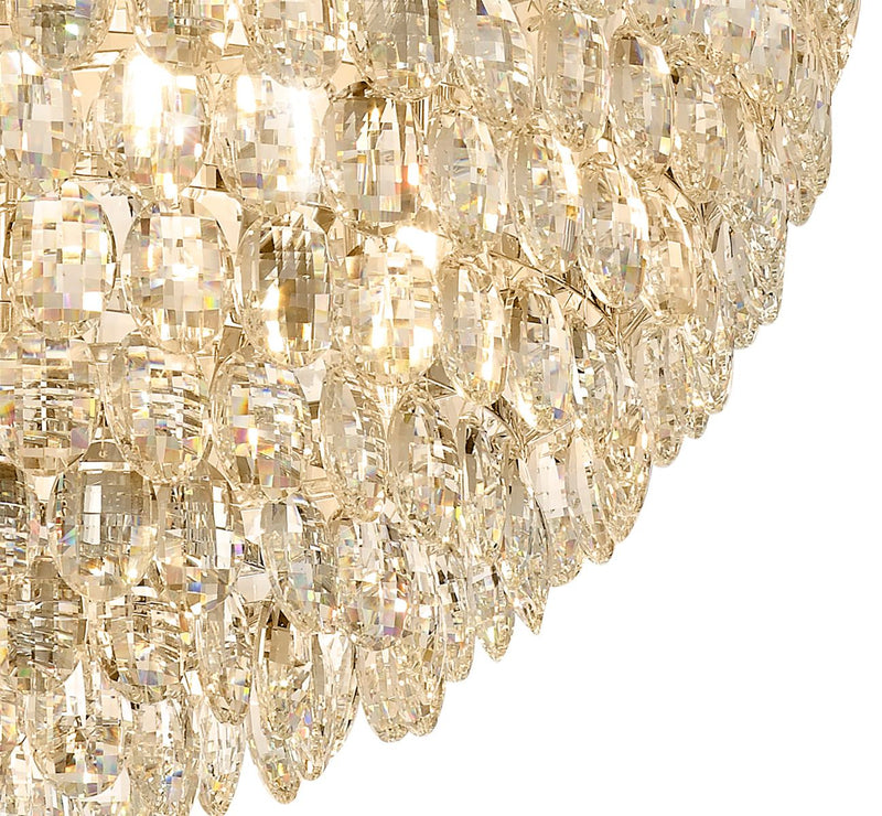 Diyas Coniston Pendant, 16 Light E14, French Gold/Crystal Item Weight: 46kg • IL32811