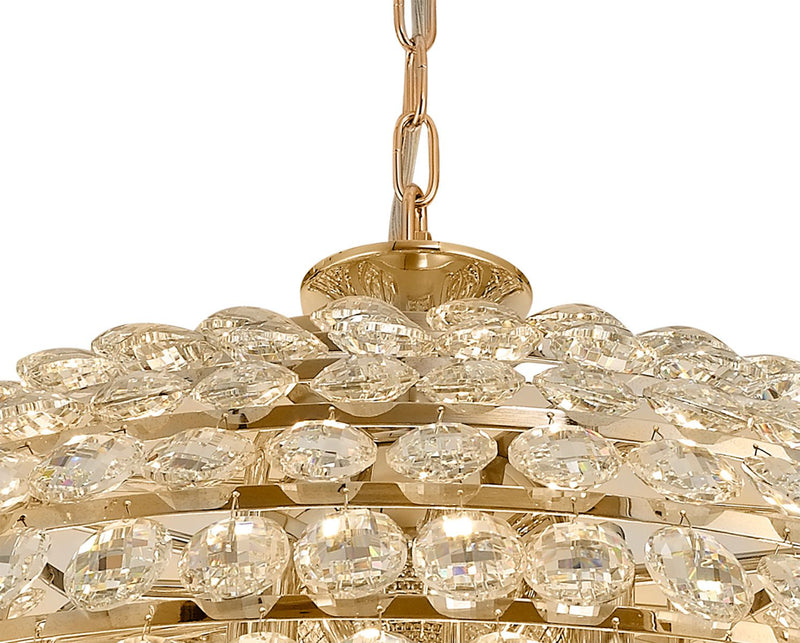 Diyas Coniston Pendant, 16 Light E14, French Gold/Crystal Item Weight: 46kg • IL32811