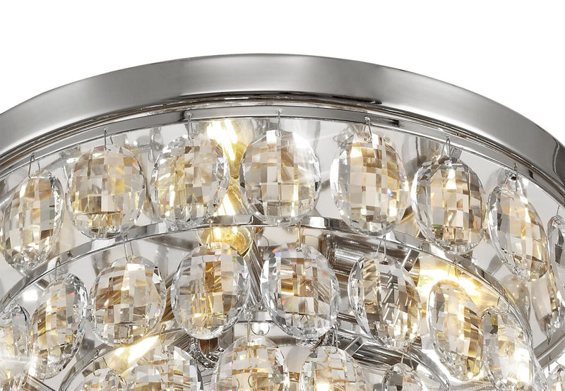 Diyas Coniston Flush Ceiling, 3 Light E14, Polished Chrome/Crystal • IL32812
