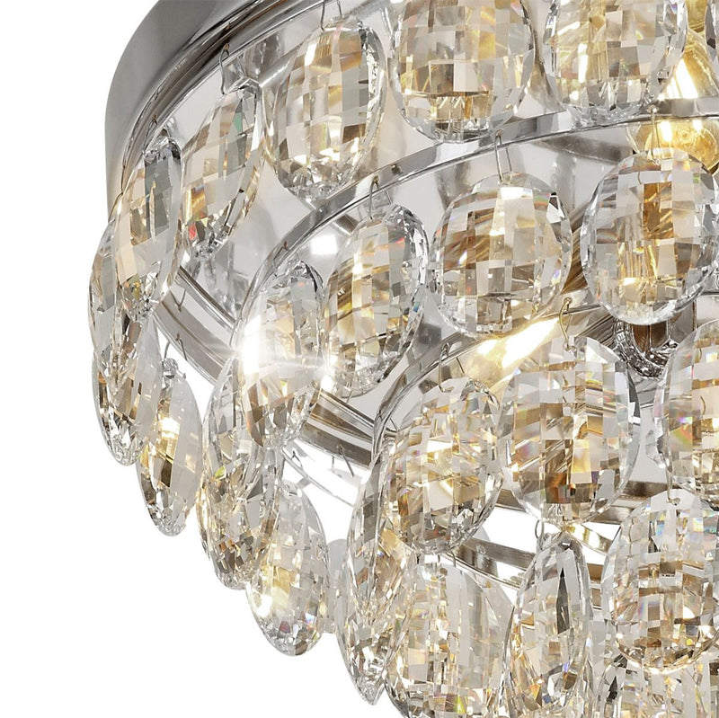 Diyas Coniston Flush Ceiling, 3 Light E14, Polished Chrome/Crystal • IL32812
