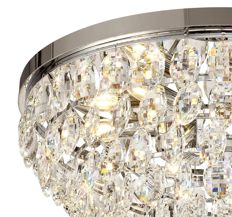 Diyas Coniston Flush Ceiling, 6 Light E14, Polished Chrome/Crystal • IL32813