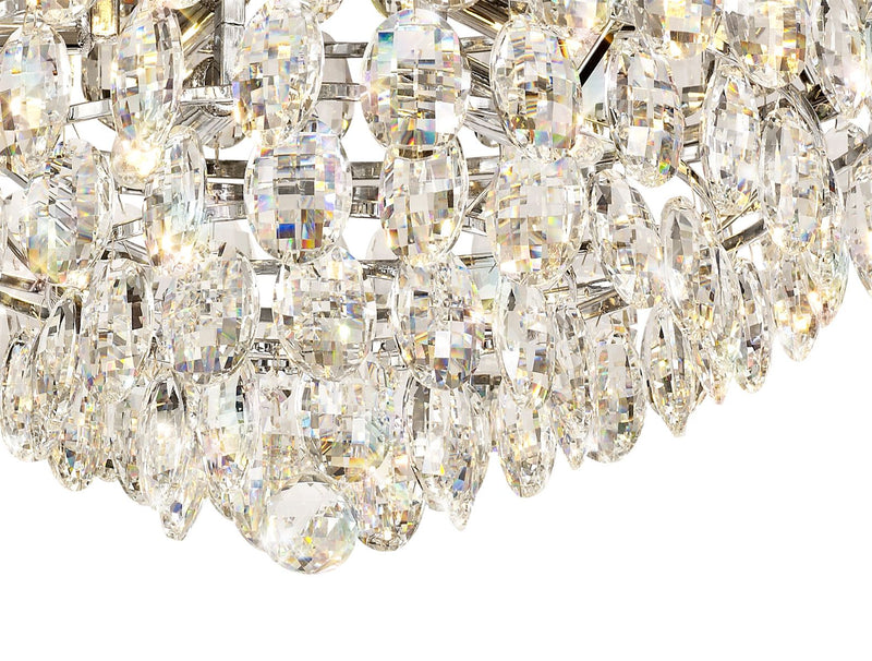 Diyas Coniston Flush Ceiling, 6 Light E14, Polished Chrome/Crystal • IL32813