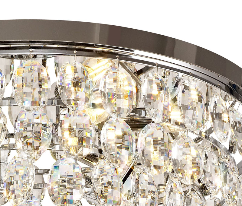 Diyas Coniston Flush Ceiling, 6 Light E14, Polished Chrome/Crystal • IL32813