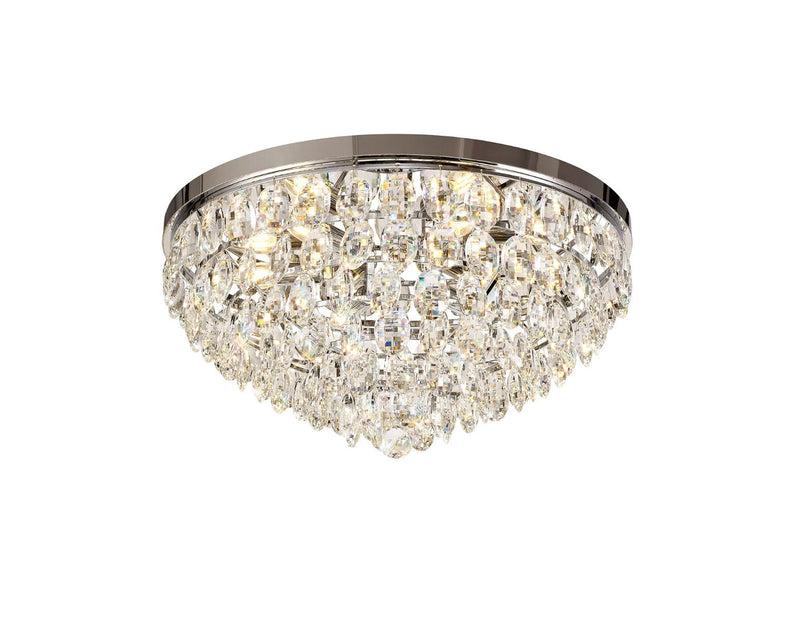 Diyas Coniston Flush Ceiling, 6 Light E14, Polished Chrome/Crystal • IL32813
